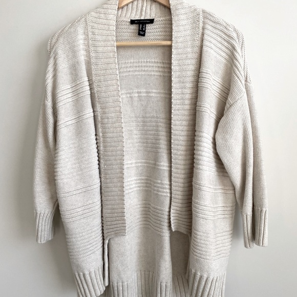 H BY HALSTON Cream Chunky Ribbed Knit Cardigan S - Picture 2 of 9